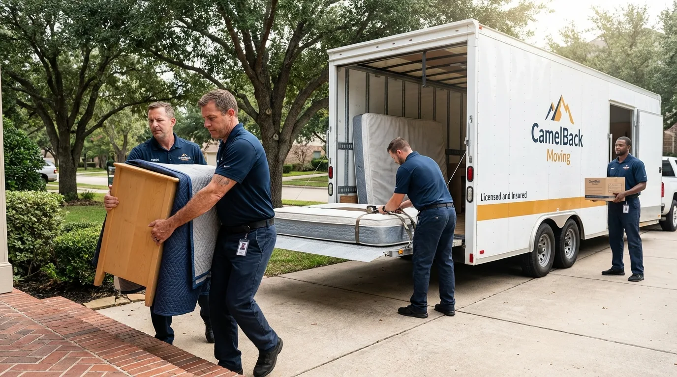 Crew loading residential truck for cross-state move from Wilmot, NH