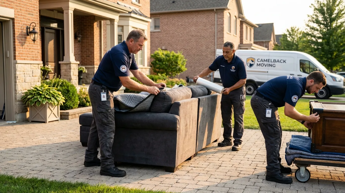 Large estate moving crew wrapping furniture in Wilmot, NH
